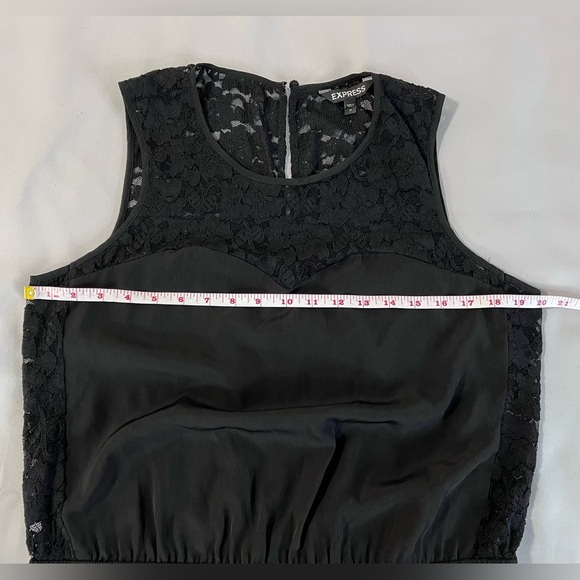 Express Women Size 12 Jumpsuit Black Sleeveless Lace Top Pockets Harem Pants - Picture 4 of 12